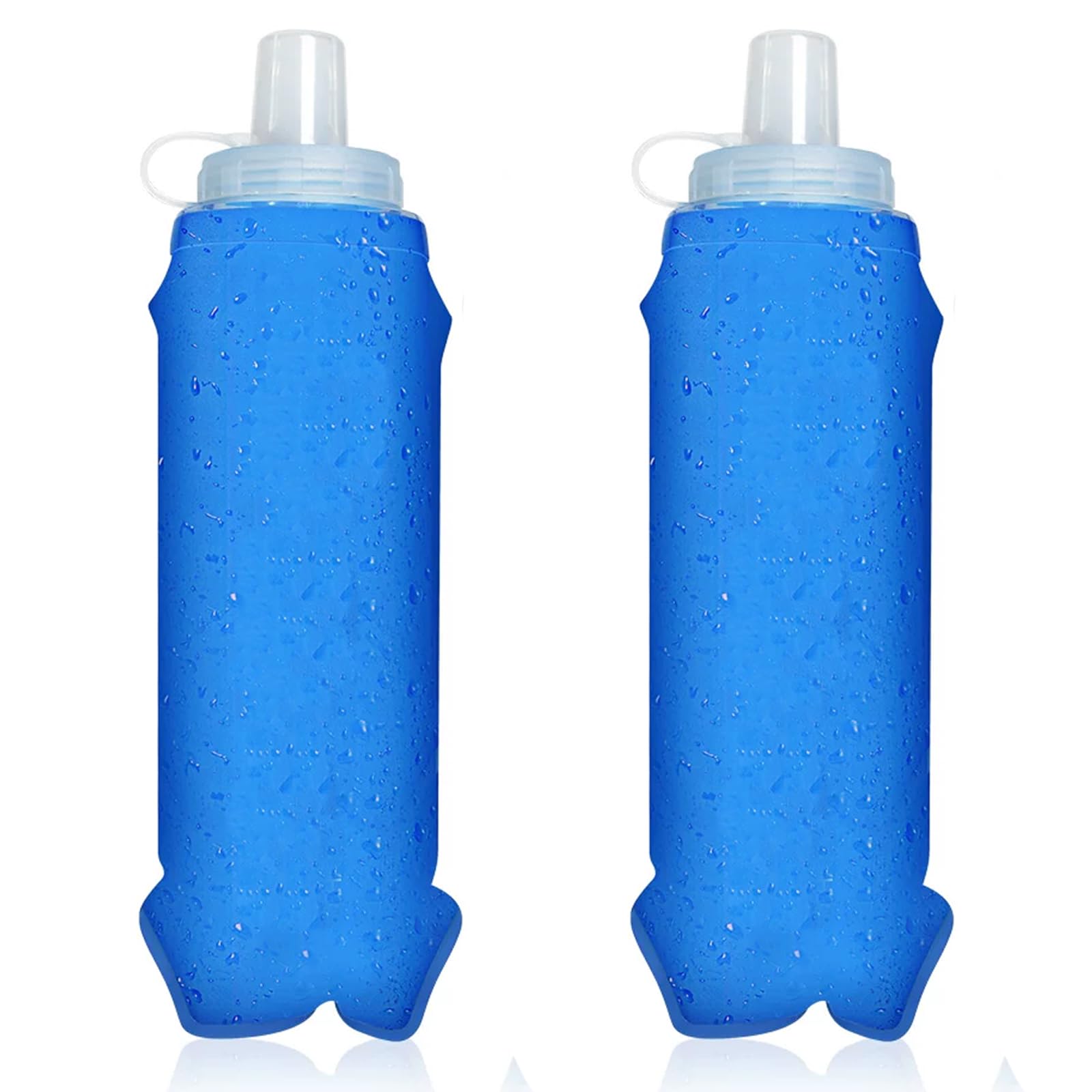2 Pack 500ml Soft Flask Water Bottles, Collapsible Running Hydration Flasks for Vest, Leakproof & Lightweight Foldable Bottle, BPA- free TPU, for Marathon, Running, Camping, Trail Hiking, Cycling