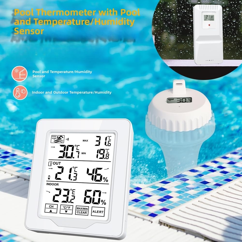 Termometro digitale impermeabile IP68 con per unità doppie e display LCD retroilluminato (come mostrato nelle foto)