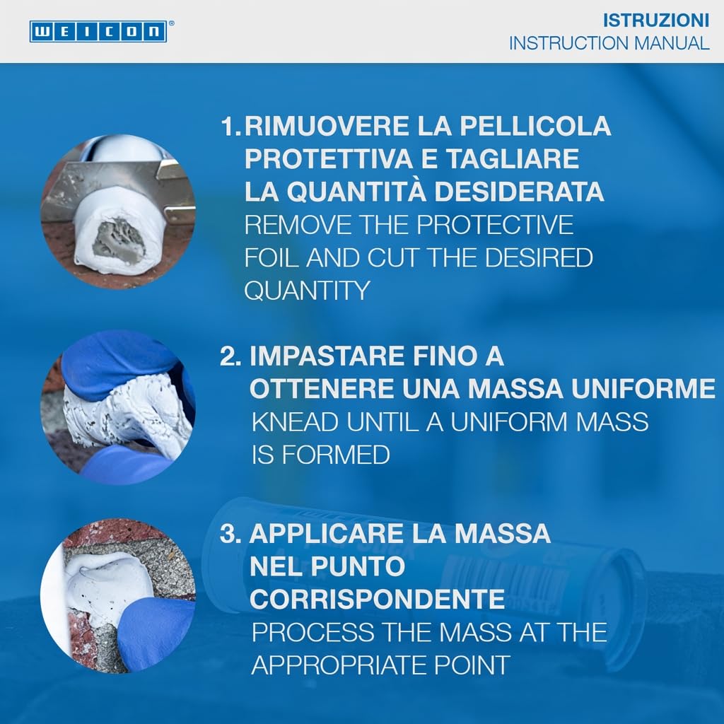 WEICON Barretta Acciaio Inox, Adesivo Epossidico 2 Componenti per Acciaio Inossidabile, 57g