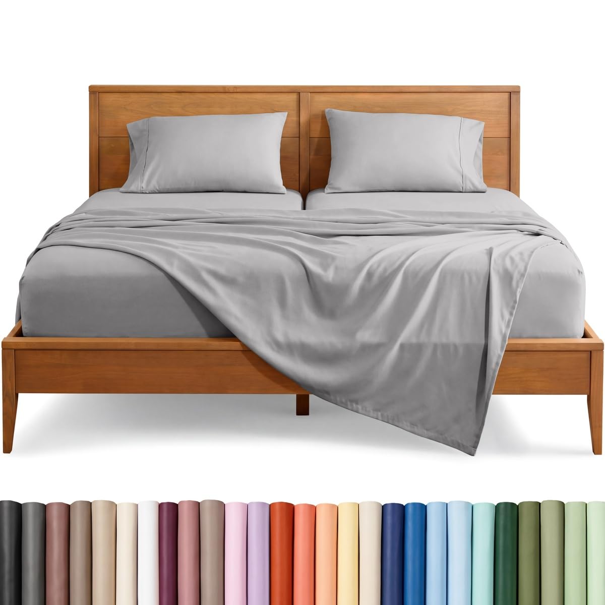 Bare Home Sheet Set - 1800 Ultra-Soft (Split Cal King, Light Grey) — image 1