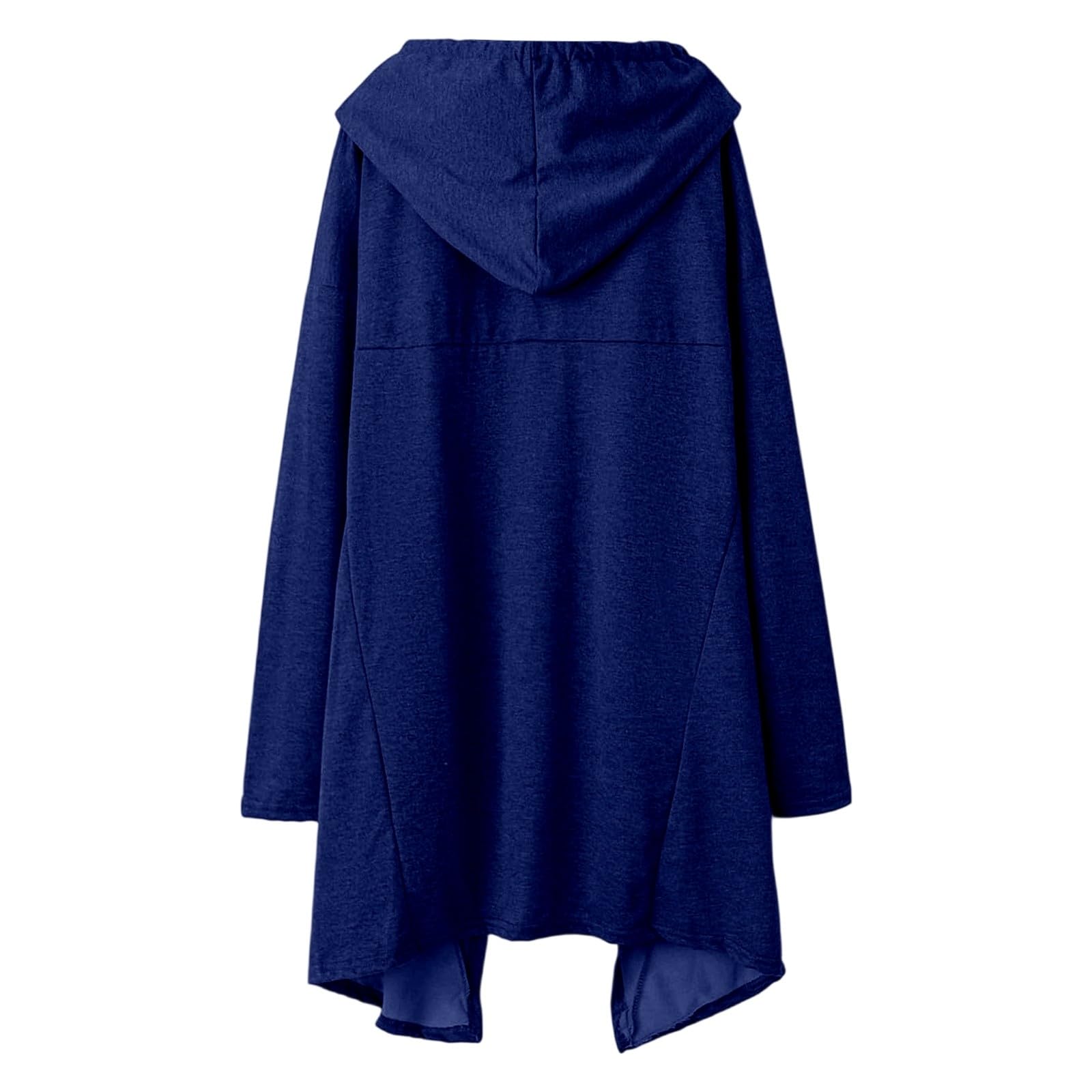 Felpa con Cappuccio Lunga da Donna, Tinta Unita, Orlo Alto e Basso, Stile Gotico, Maniche Lunghe, Tasche Oversize Felpe Invernali Ragazza Felpata