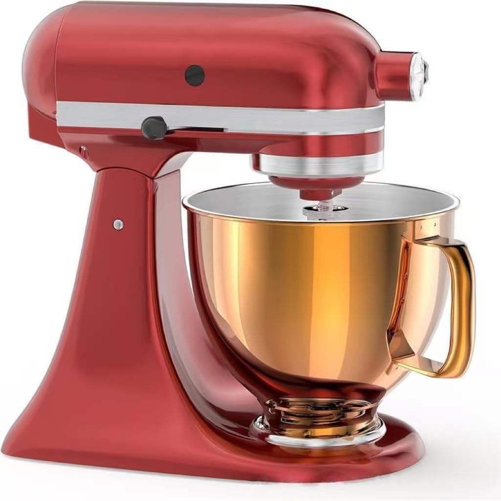 Stainless Steel Mixing Bowl for KitchenAid Tilt-Head Mixer, Polished Finish with Handle, 304 Food-Grade Material (Golden)