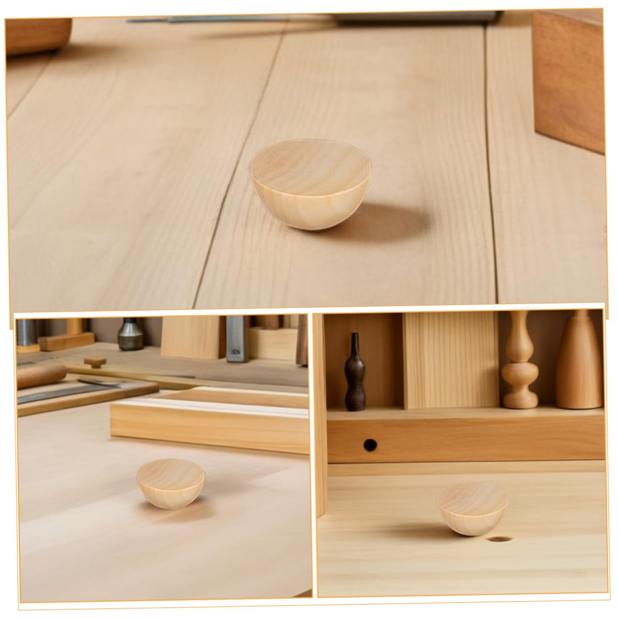 300 Piezas Bolas de Madera Semicirculares Sin Terminar Cuentas de Madera Divididas para Manualidades DIY Decoración Natural para Hogar y Proyectos Navideños