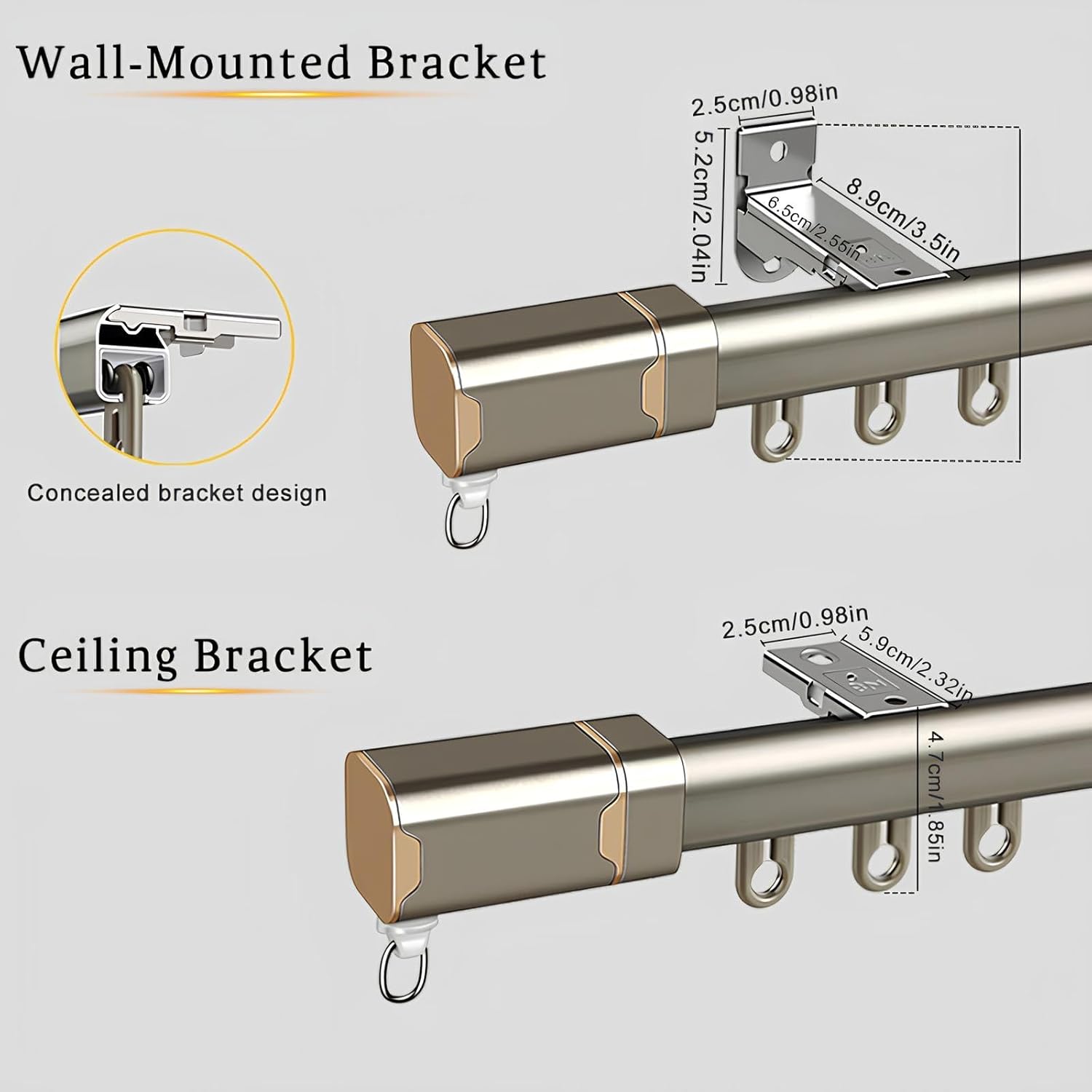 2ft-19.7 FT Ceiling Track Set For Windows, Aluminum Silent Decorative Curtain Rods, Divider Bedroom Drapery Pole With Pulleys Brackets End Caps(White,11.81ft/3x3.93ft)