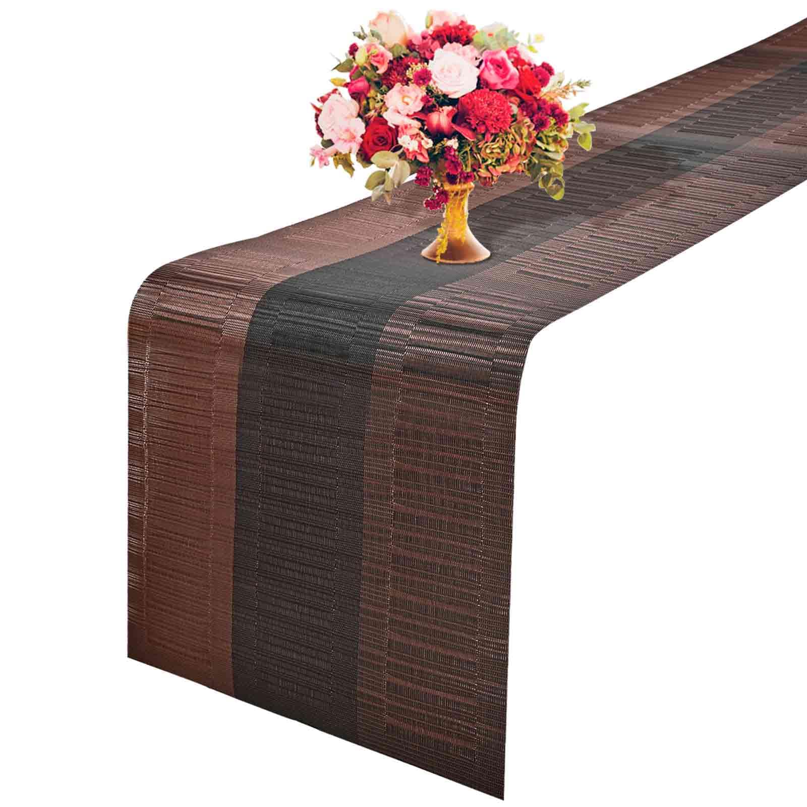 GIVERARE Table Runner, 12x108 in Heat-Resistant Woven Vinyl Long Tabletop, Non-Slip Washable PVC Table Runners, Easy to Clean Premium Plastic Dresser
