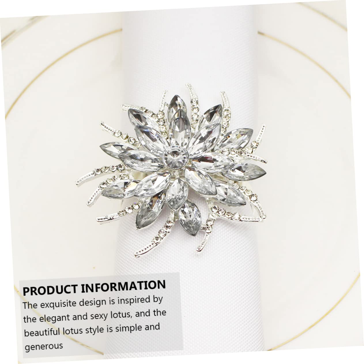 ABOOFAN 2sätze Lotus-Form Weihnachts-Rhinestone Serviettenringe Napkin Buckles Für Hochzeiten Und Dekorative Tischaccessoires