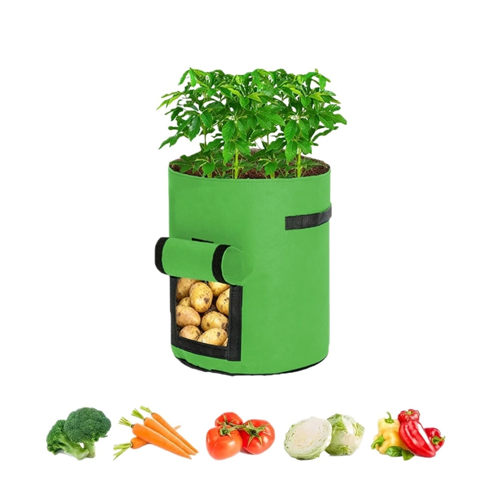 HWJFDC Potato Growing Bags 1PC 5/7 Gallon Large Diameter Potato Grow Bag, Non-Woven Fabric Planting For Vegetables, Seedlings & Root Crops(Green,30X35CM)