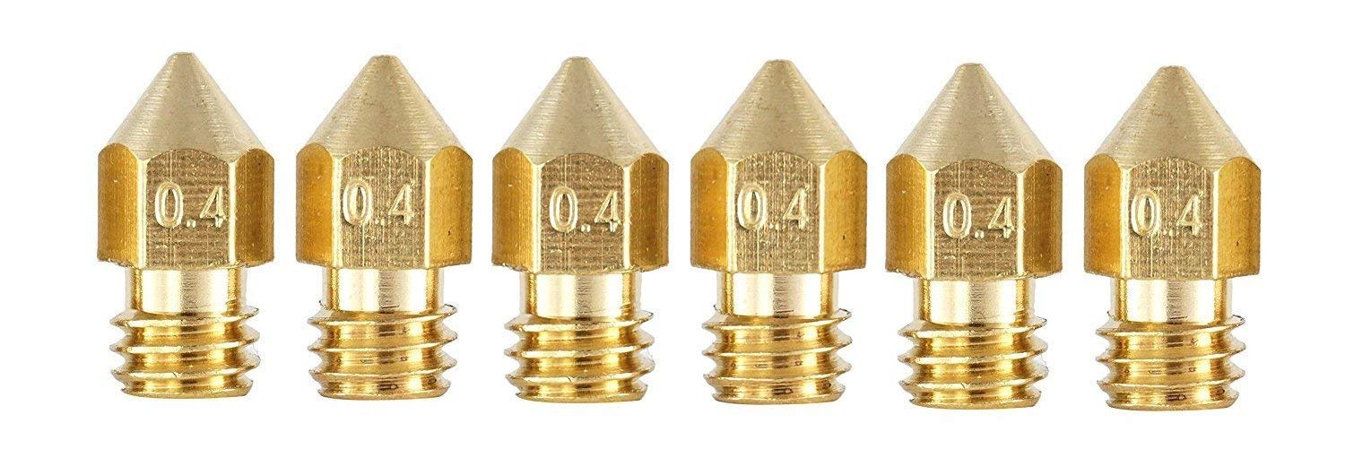 6 szt. dysz 0,4 mm zestaw MK8 Makerbot RepRap Anet A8/A6 Flashforge CtC wytłaczarka Hotend głowica drukująca z mosiądzu do drukarki 3D 1,75 mm (Nozzle) M6