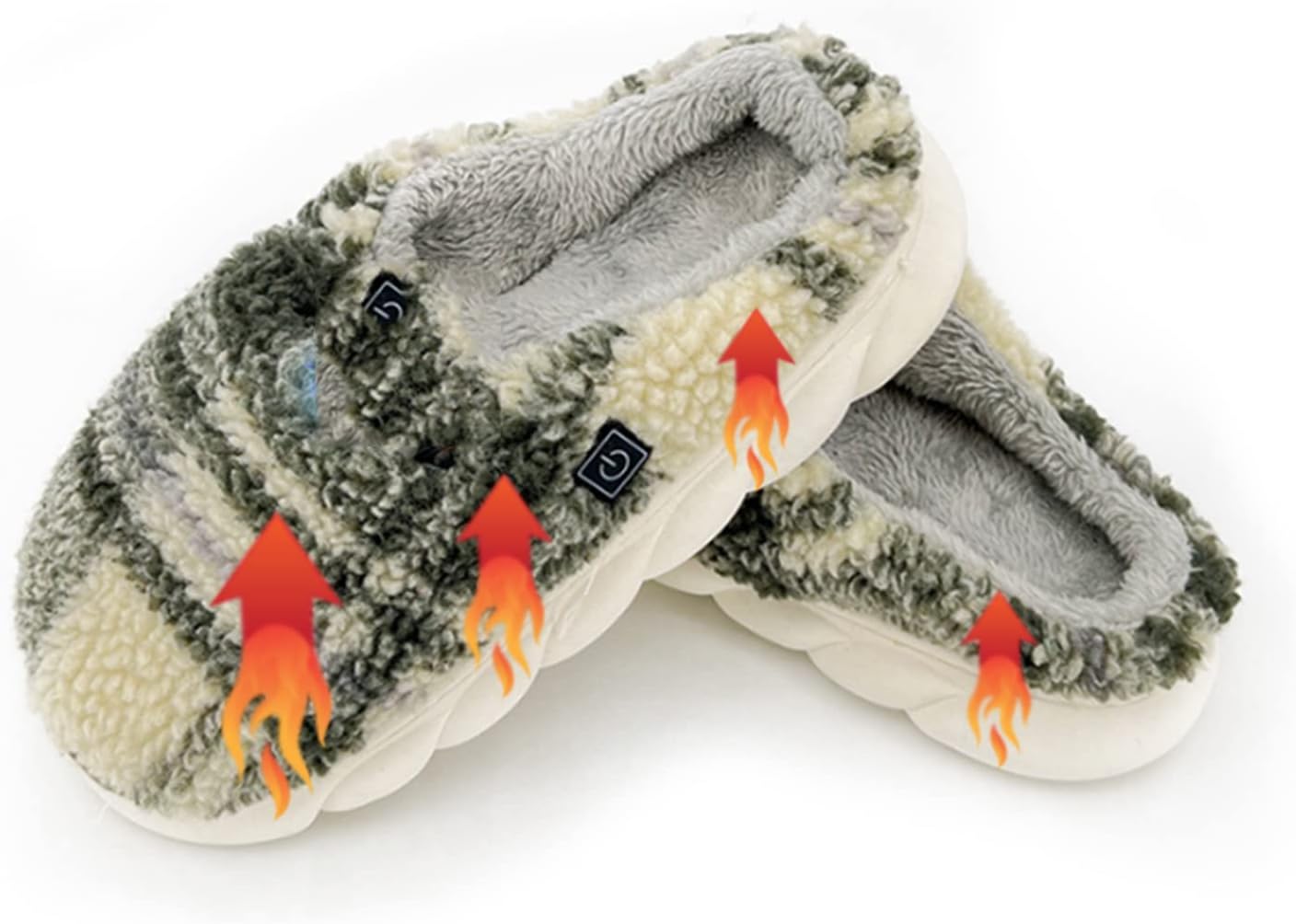 Wiederaufladbare Beheizte Hausschuhe – USB, 45-50°C, Plüsch, Grau, Für Kalte Tage