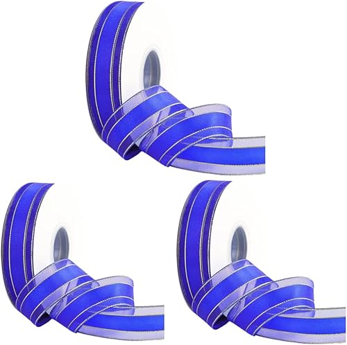 Miniatura 3 de Cinta de tela de satén beige de 1 pulgada, bordes dorados, cinta de tul para manualidades, cinta transparente para envolver regalos, ramo de boda,