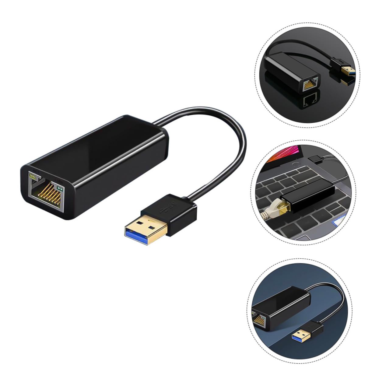 OSALADI 3 Piezas Adaptador de Ethernet Adaptador ethernet USB Adaptador de Red USB ethernet Accesorio para Laptop Adaptador USB a ethernet Adaptador con Cable LAN cableado AbS