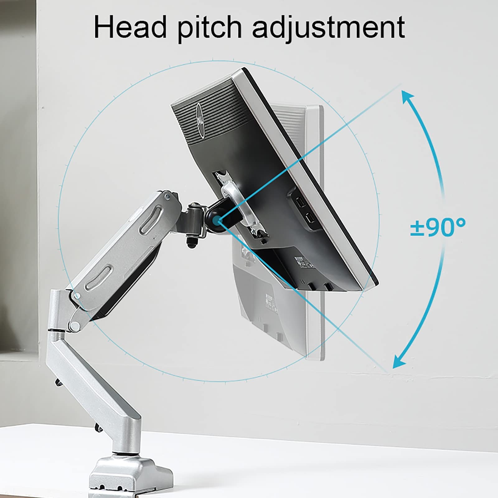 Uchwyt Do Monitora, Ramię Do Monitora Z Regulacją Wysokości I Sprężyną Gazową, Uchwyt Do Monitora Lcd O Przekątnej 17–34 Cali, 75 X 75 Mm / 100 X 100 Mm