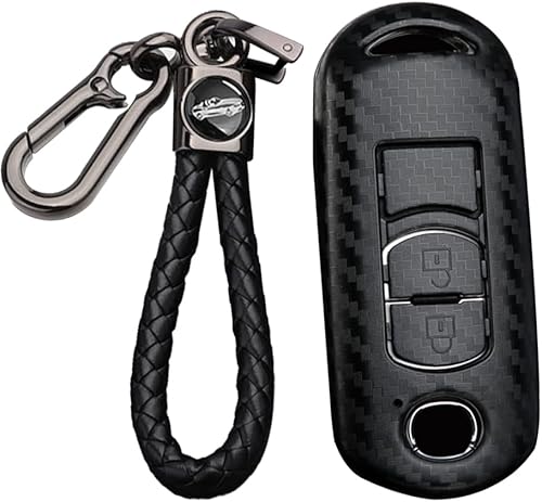 Miniatura 10 de Funda para llave Mazda CX3 CX5 CX7 Llavero Llavero Shell Holder Fibra Carbono ABS Accesorios 2/3 Botones