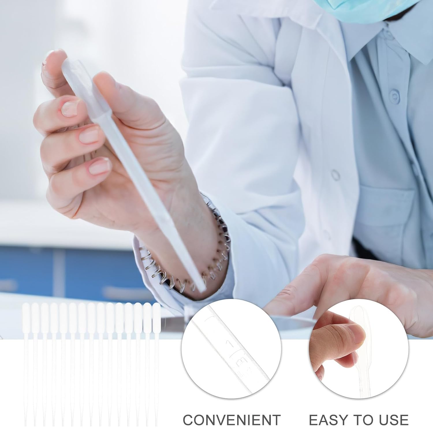 100pcs Disposable 3ml Graduated Transfer Pipettes with Scale for Precise Liquid Measurement and Laboratory Use