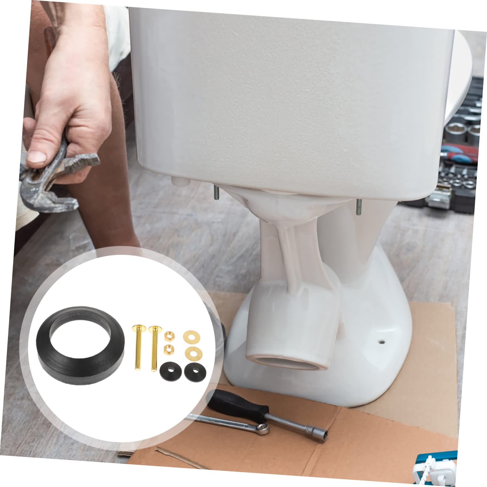 Tofficu 2 Set Guarnizione per Cisterni Wc Completo per Installazione Facile Accessori per Resistente e Compatibile con Serbatoi Wc