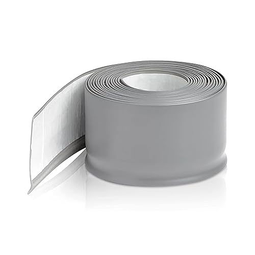 PRO Flex Base de pared de vinilo gris de 4 pulgadas x 20 pies, zócalo adhesivo fuerte de despegar y pegar - resistente a los arañazos, moldura de