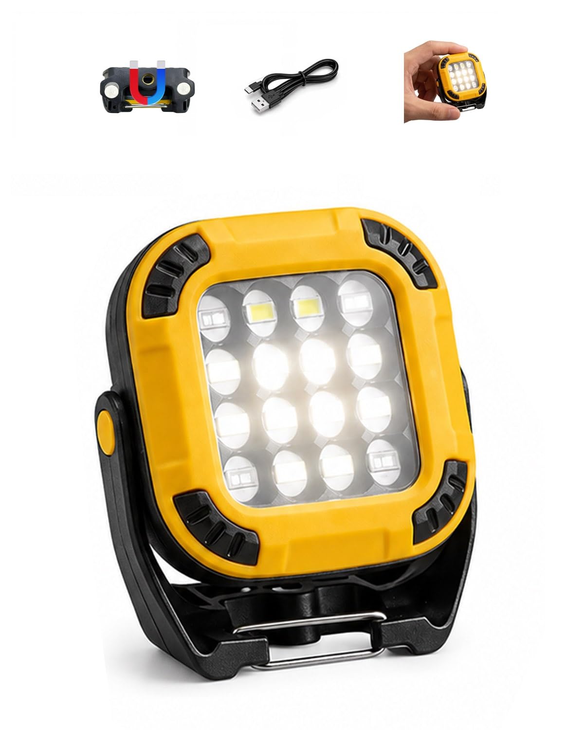 Torlaist 20W Rechargeable LED Work Light, Mini Portable Magnetic Work Lamp, 6 Light Modes & 4 Brightness Levels, Waterproof 360° Rotatable, for Home Repairs, Emergency Use and Outdoor Activities