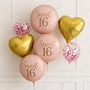 AMFIN® (Pack of 7) Sweet 16 Birthday Decoration Girls 16th Birthday Decoration 16th Birthday Balloons Foil Party Supplies gallery image