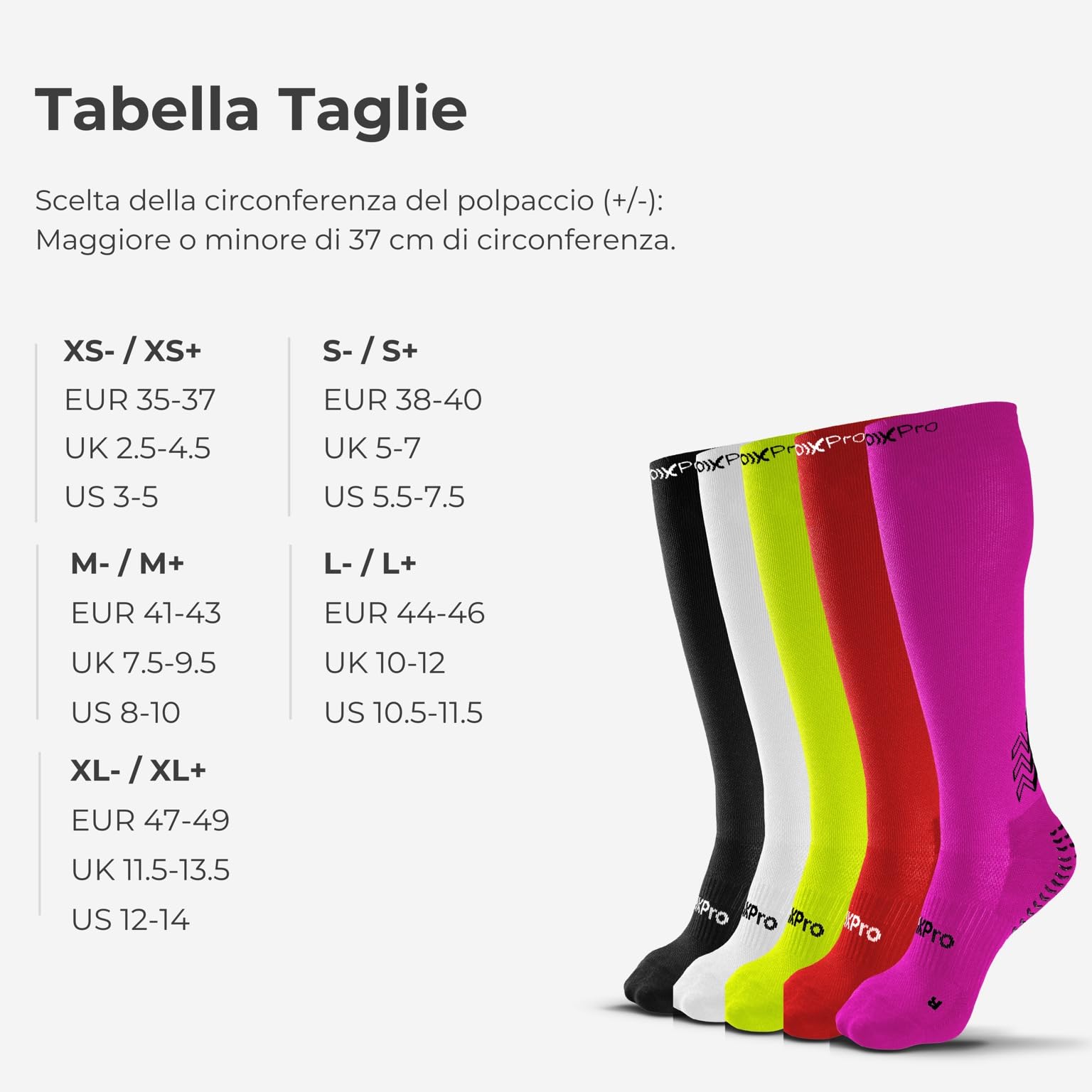 GEARXPro - Calza a Compressione - Doppio Grip - Migliora il Flusso Sanguigno - Stabilità, Controllo e Traspirabilità, Calze Calcio e Running