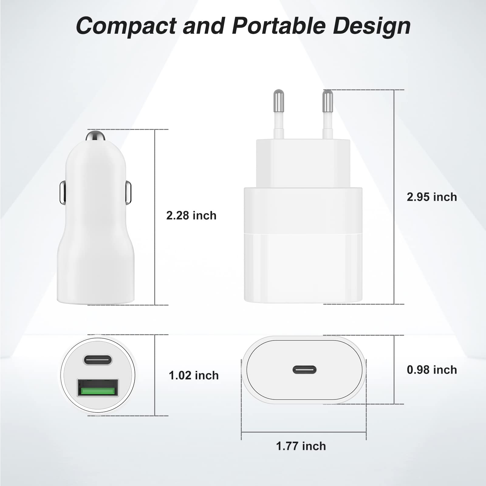 Caricabatterie Auto USB C 38W - Con 2 Cavi Lightning MFi, PD/QC, Per IPhone 14/13/12, Ricarica Rapida - Foto 4