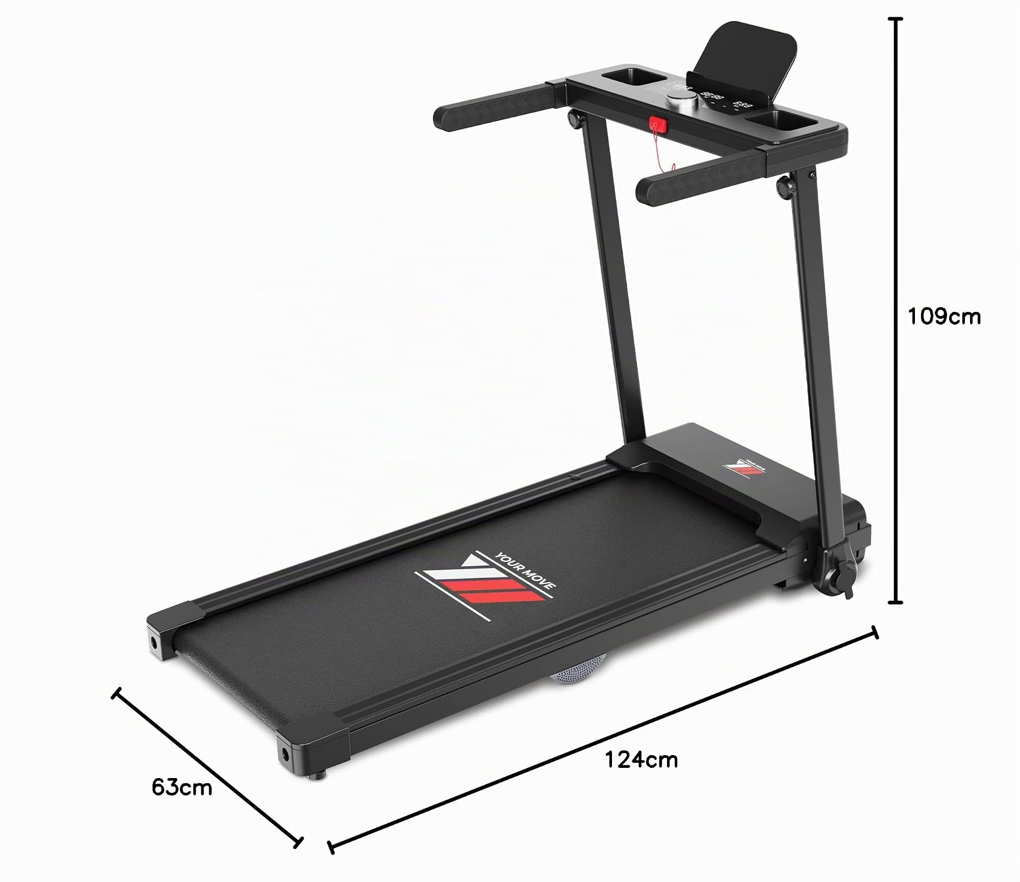 YM Tapis Roulant Salvaspazio 14 km/h 2000 PRO, Marchio Italiano, Ampia Superfice, Tapis Roulant Elettrico Pieghevole, Bluetooth e APP Interattive,Motore 2HP (Picco 3,5HP) Assistenza ITALIA