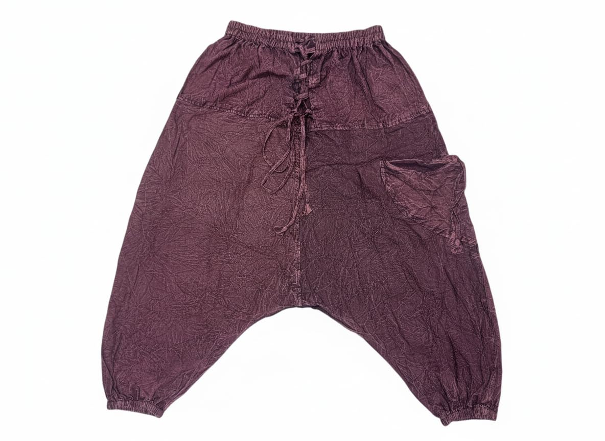 Cotton Harem Pant for Men Pyjamas Jogger Aladdin Boho stonewash Free size (XL,2XL,Regular, Stone Brown)-image-21