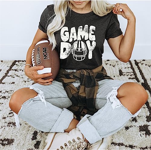 Game Day Football Shirt for Women Football Mom Tshirt Funny Short Sleeve Sunday Tee Top3