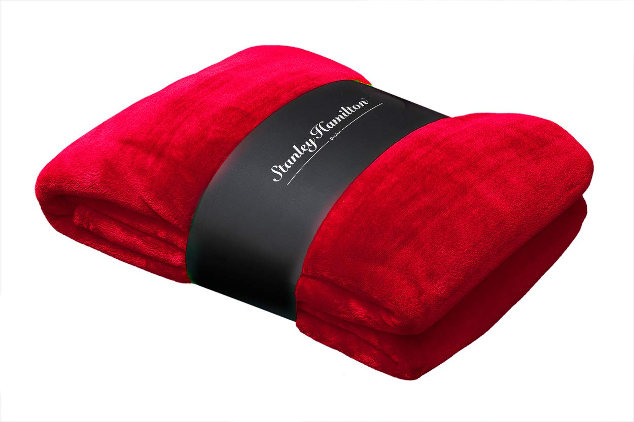 Stanley Hamilton Velvety Plush Faux Fur Fleece Throw Blankets, Super Soft Fluffy Warm Solid Throws for Sofas, Beds, Travelling, Camping and Children (Single, Double) (Apple Red, Double 150x200cm) โ image 1