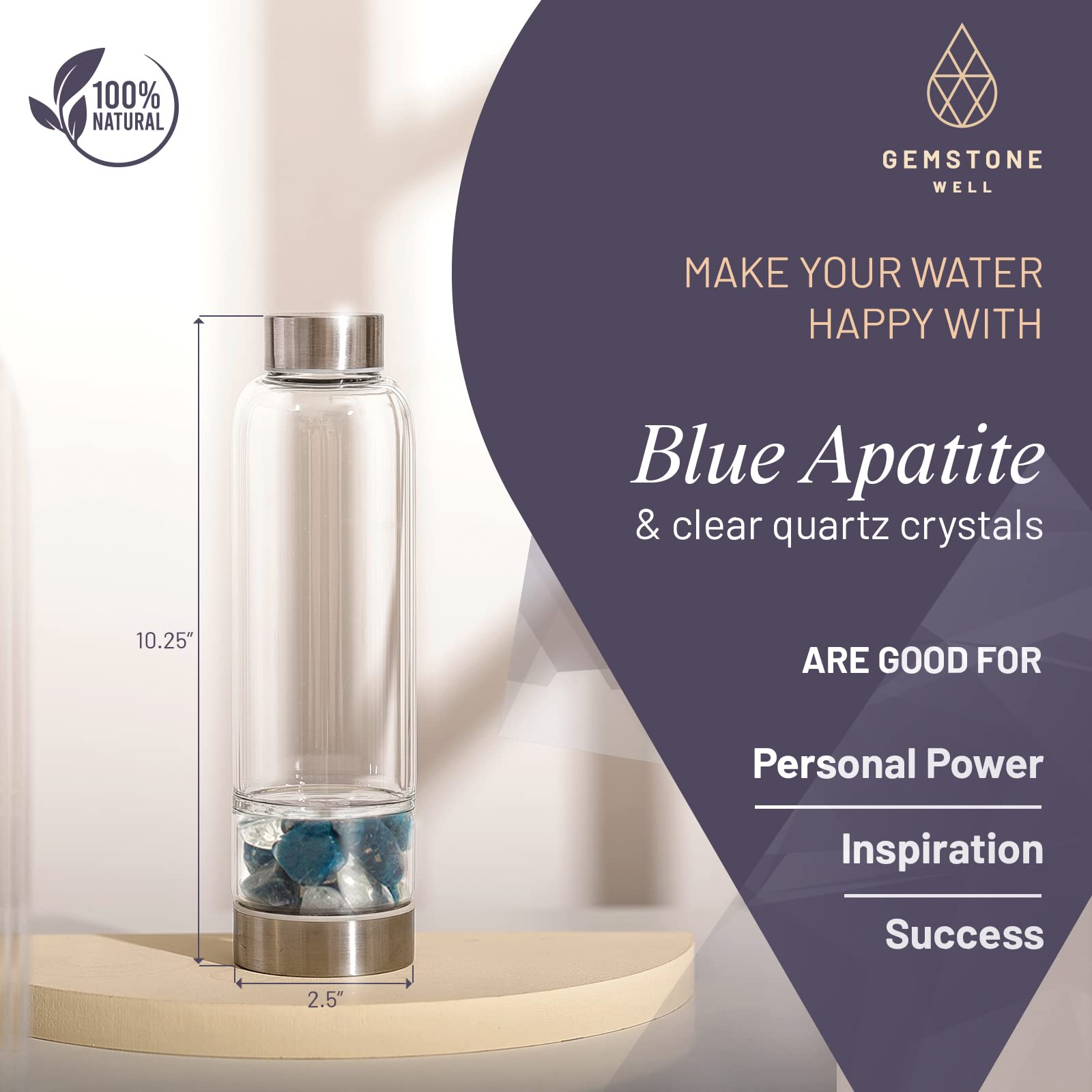 Amazon.com: Crystal Water Bottle Elixir Set | Genuine Blue Apatite