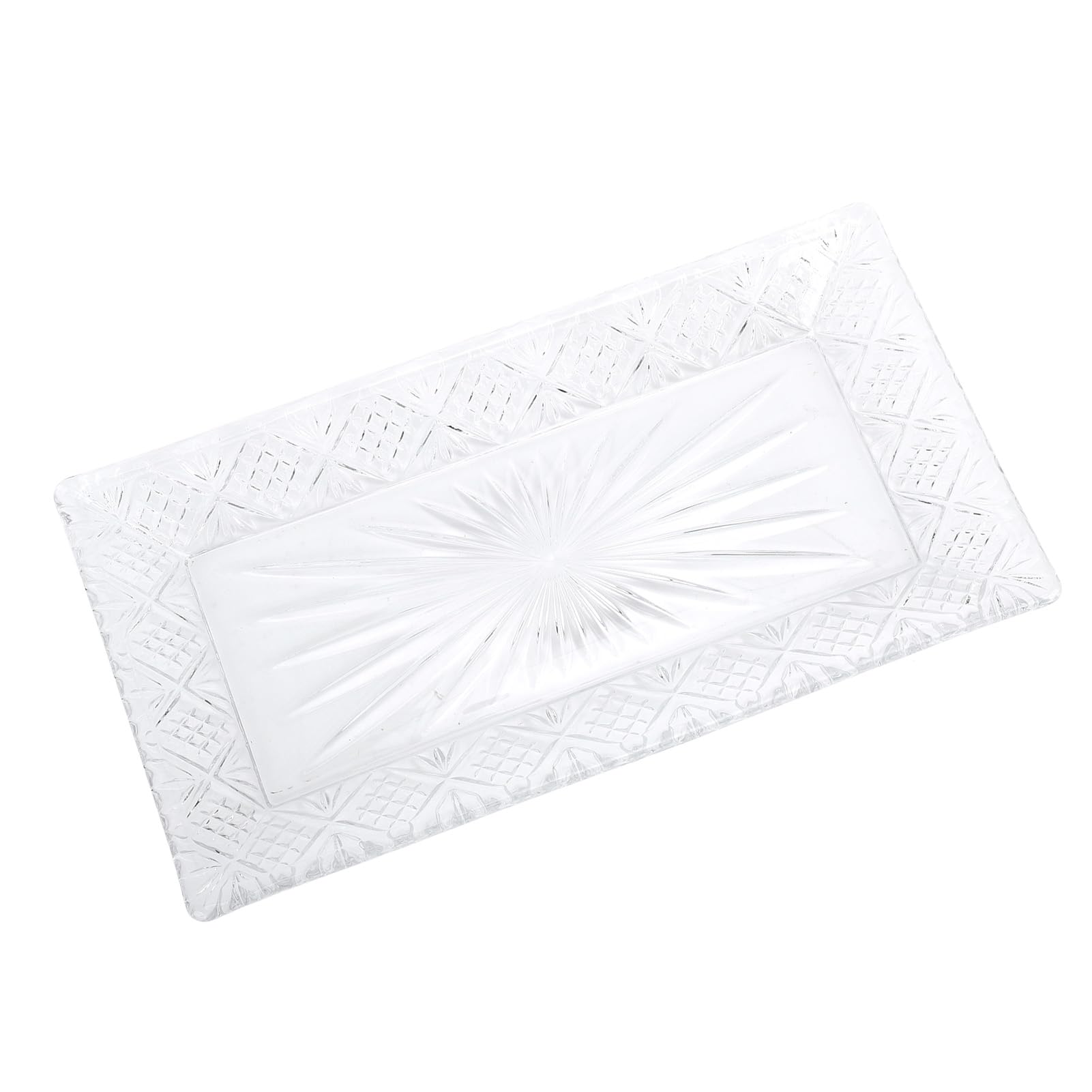 Rectangle Glass Serving Tray, Large Capacity Serving Dish for Dinner Party Christmas, Glass Platter for Fruits Buffets Desserts Snacks, 11.8x6.1x1.3in