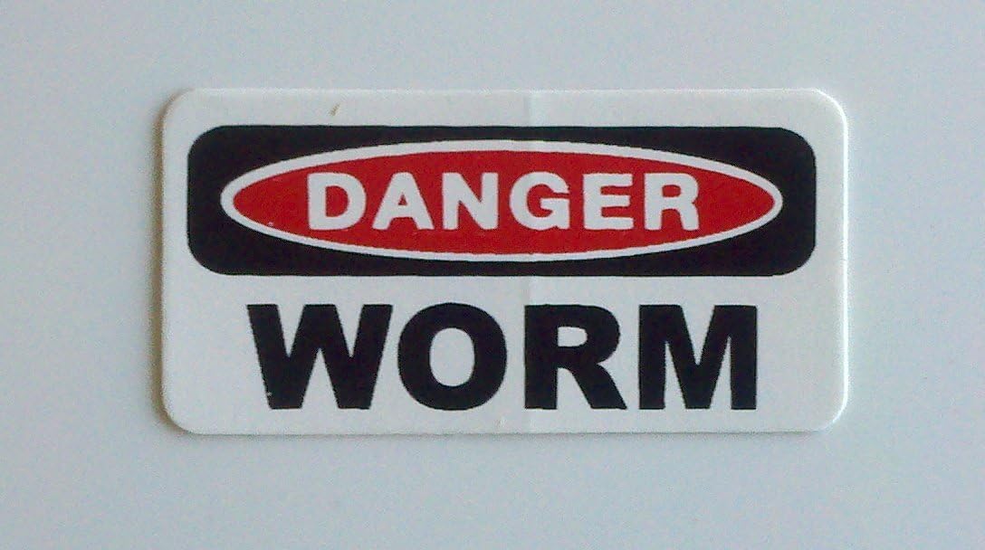 1080 Graphics 3 - Danger Worm Hard Hat/Helmet Stickers 1" x 2" Black Modern Vinyl