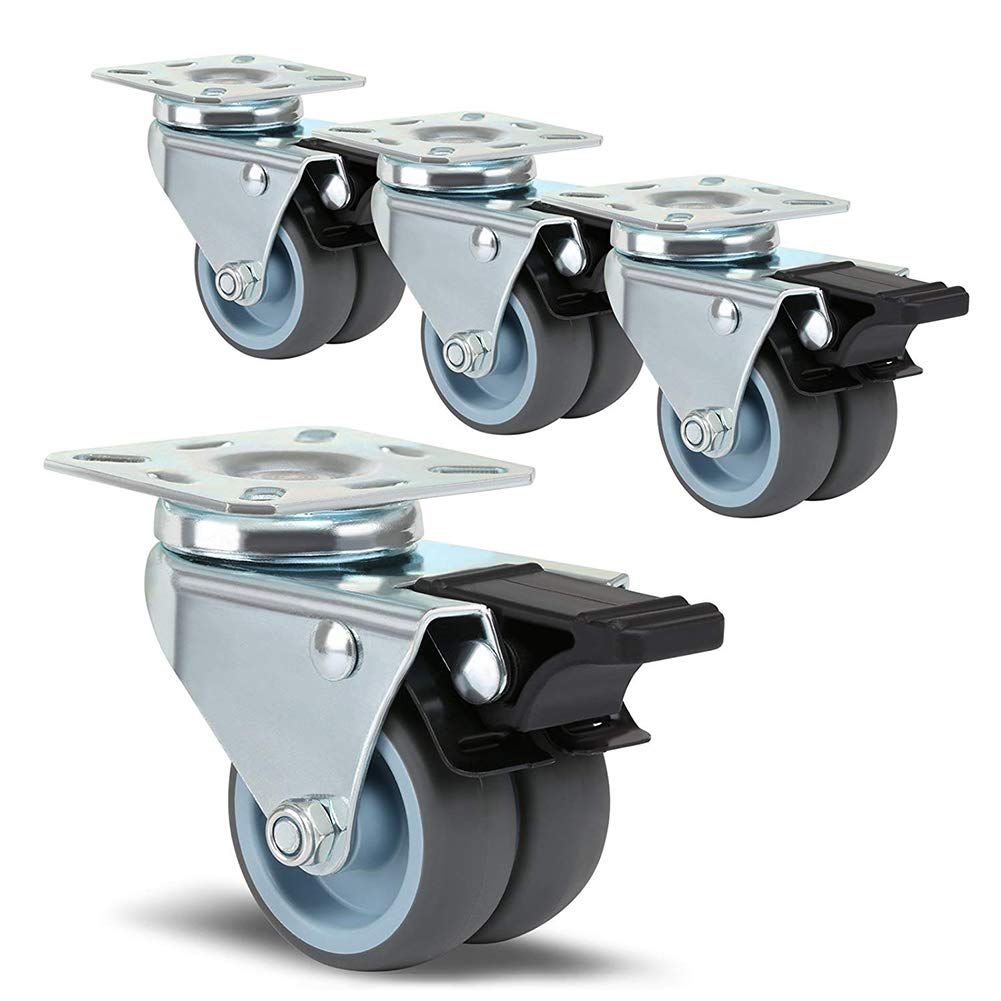 Roulettes pivotantes robustes 2 pouces avec frein pack pour meuble de chariot 240kg