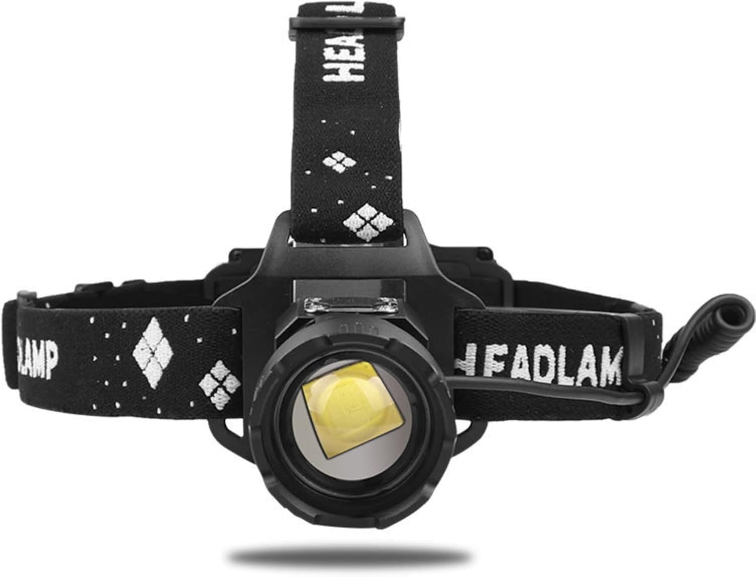 Xlentgen Black Rechargeable Led Head Torch, Super Bright 10000 Lumen, 3 Lighting Modes, Zoomable, Water Resistant Hands-Free Headlamp For Outdoor, Camping, Hiking