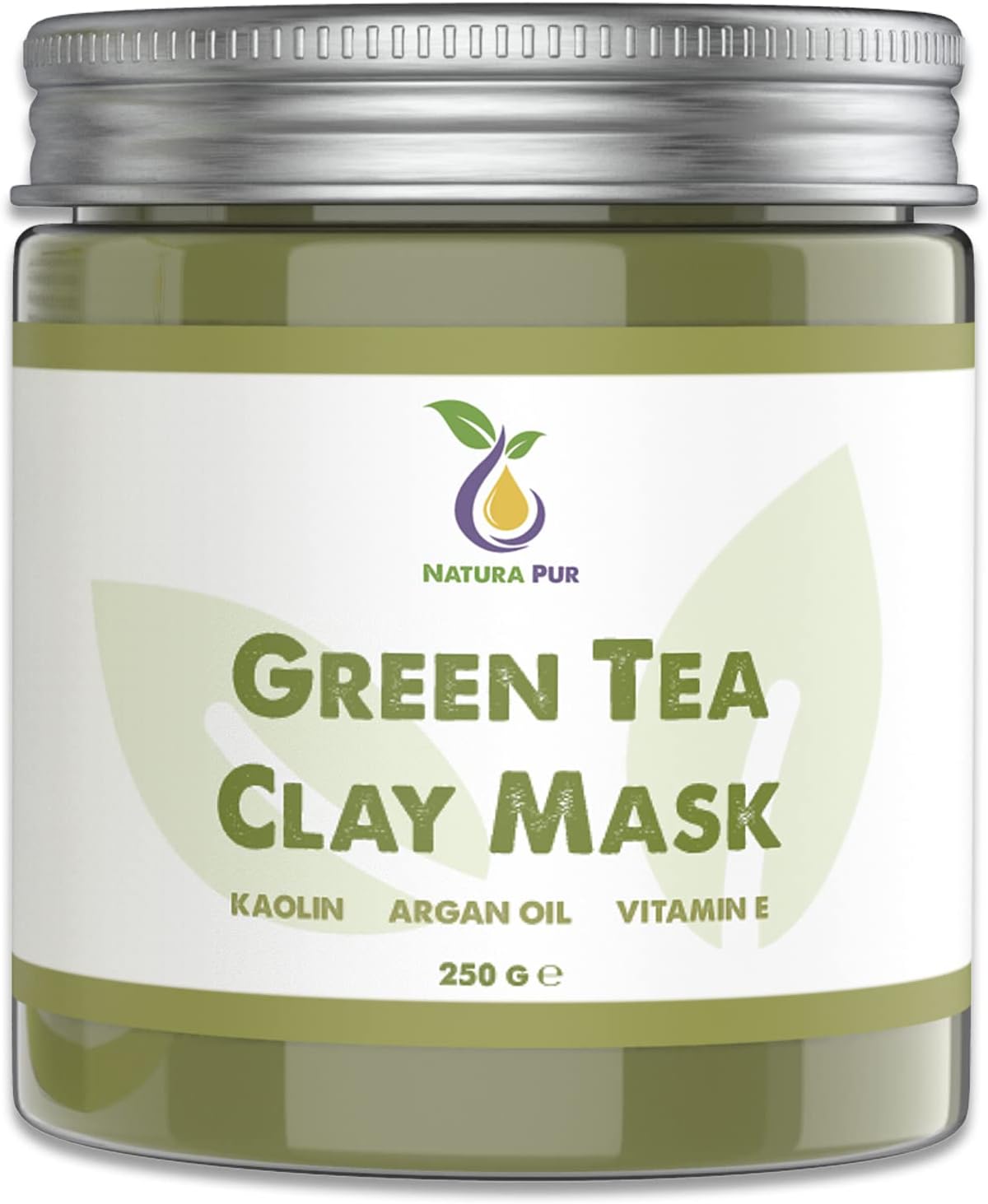 Green Tea Face Mask 250g, vegan - anti-aging care for dry and blemished skin - cleansing mask against pimples and acne for face and body