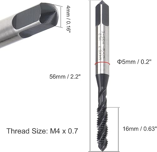Miniatura 14 de Rosca de flauta espiral para perforación y roscado de aluminio Die Steel Acero inoxidable Bronce y plásticos duros Máquina métrica roscado