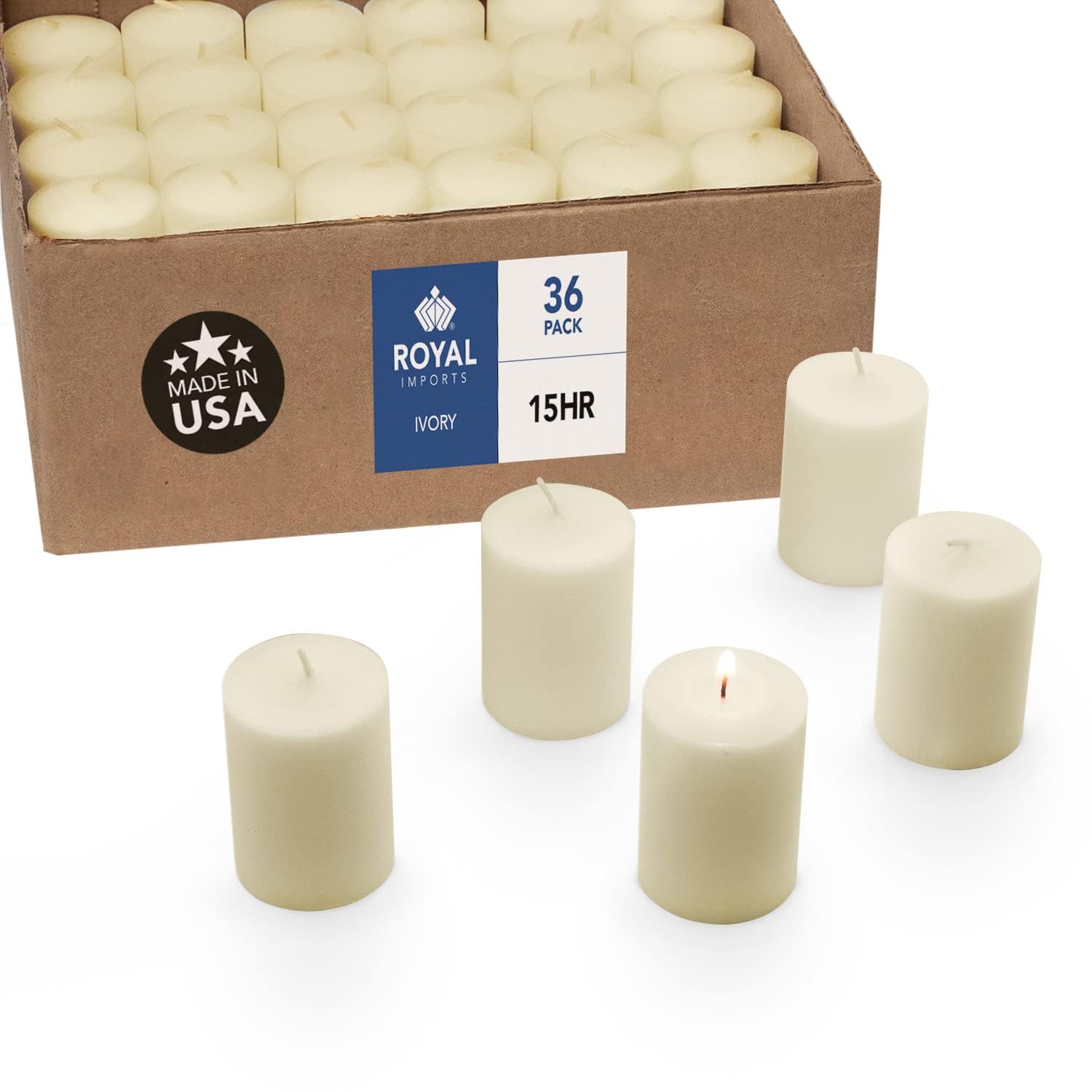 Royal Imports Votive Candle, Unscented Wax for Wedding, Birthday, Party, Spa, Holiday & Home Decoration (36, Ivory, 15 Hour)
