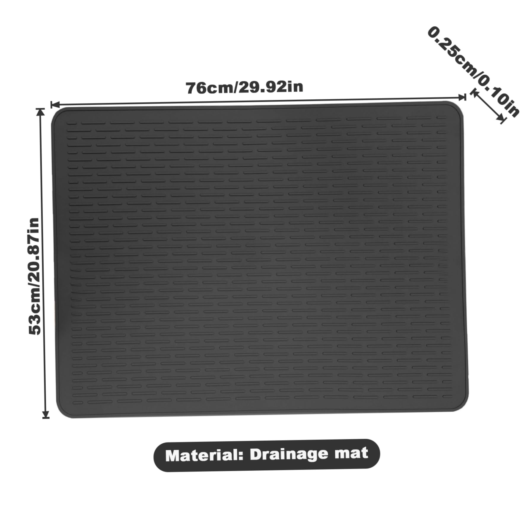 Spülbeckenmatte, Abtropfmatte, 76,2 x 53,3 cm, Mehrzweck-Spülbeckenmatte, Silikon, rutschfest, unter der Spüle, hitzebeständig, solide, flexibel, spülmaschinenfest, Herdabdeckung, Schwarz/230