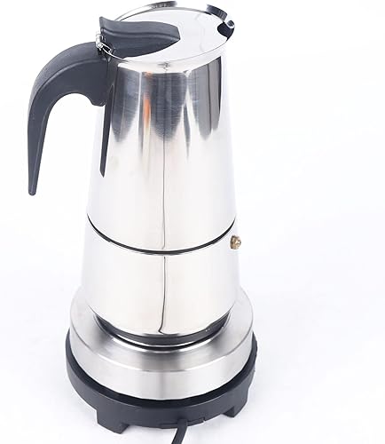Olla moka de acero inoxidable de 110 V, cafetera para café expreso, cafetera moka para uso en casa y oficina (9 tazas (15.2 fl oz))