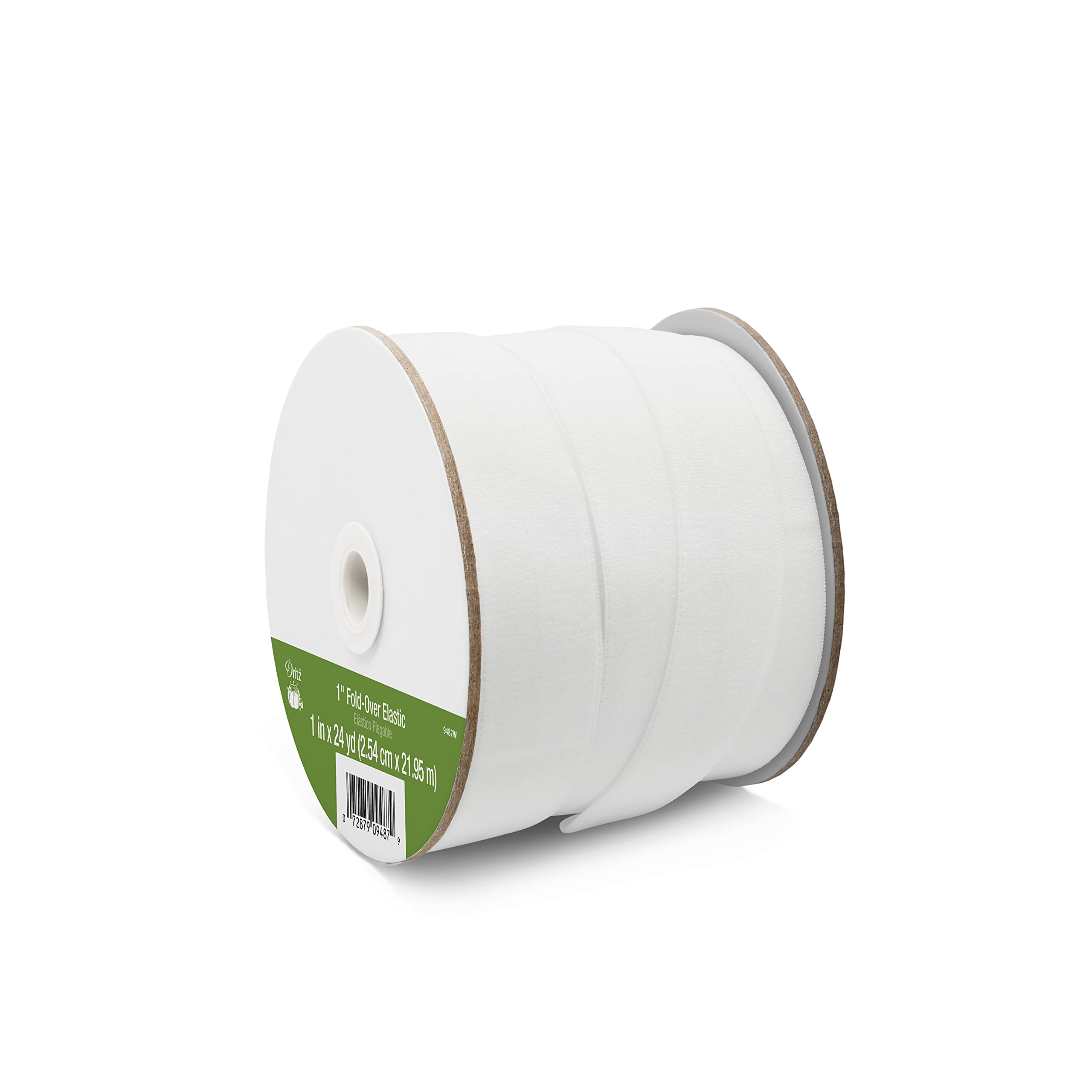 Dritz 9487W Katlanır Dokuma Elastik, 3,5 cm x 24 Yard, Beyaz