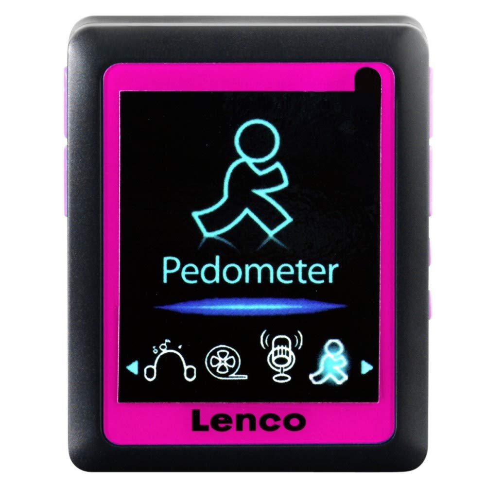 Lenco Odtwarzacz MP4 Podo-152 wbudowany krokomierz, ekran LCD 4,6 cm, pamięć wewnętrzna 4 GB, gniazdo na karty SD, USB - różowy
