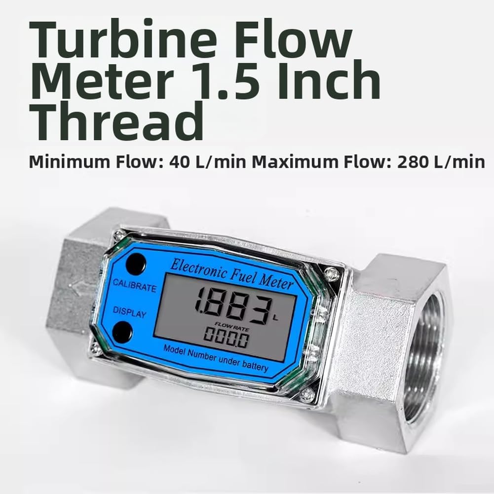 Medidor de flujo electrónico de turbina de alta precisión para agua diesel de queroseno con pantalla dual y cuerpo de acero inoxidable 304 (1,5 pulgadas)
