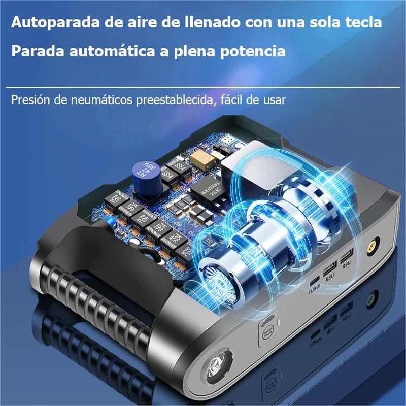 Booster Batterie Voiture 3000A, Portable Jump Starter à Essence Jusqu'à (Jusqu’à 8.5L Essence/8.0L Gazole), 32000mah Booster Batterie Voiture avec Fonction de Gonfleur, Lampe à LED, 12V