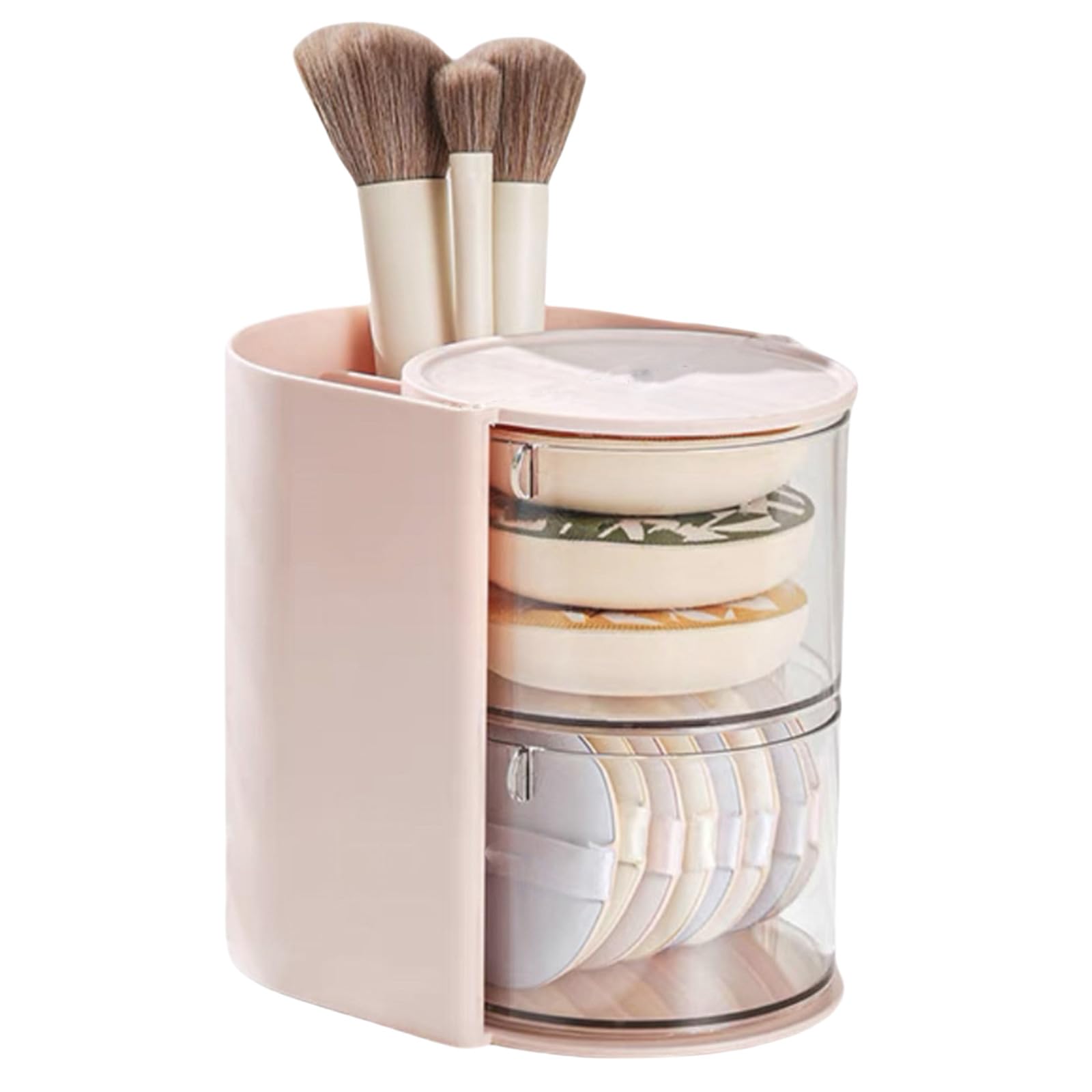 Tsophreniq Stylish Clear Makeup Brush and Sponge Storage Easy Access Double Tiered Cosmetic Organizers Spacious and Bathroom Organizers