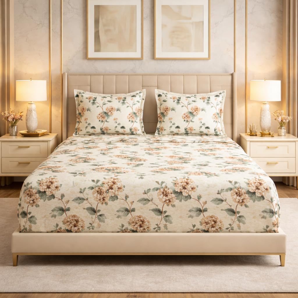 BSB HOME Cloud Cotton King Size Fitted Bedsheet 78 x 72 + 10 Inches | 220 Thread Count Soft & Breathable Cotton Fitted Bed Sheet with Elastic, Deep Pocket Bedding for Home (Off White)-image-40