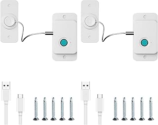 Kühlschrank Schloss mit Fingerabdruck, Schranksicherung Baby, Kindersicherung Ohne Bohren, Fenstersicherung Kinder, USB-Laden, Geeignet füR Haus und BüRo (Weiß, 2 Stück)