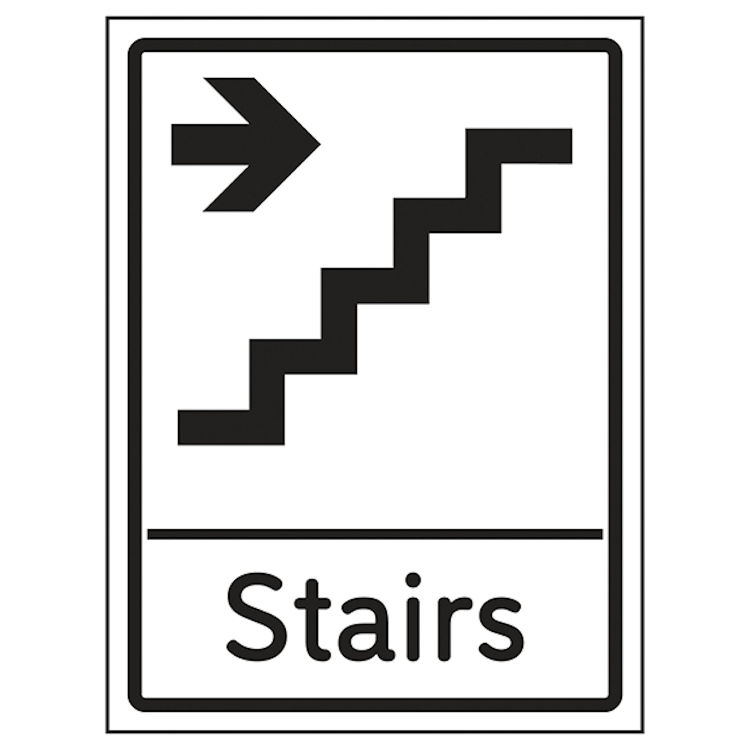 V Safety Stairs Arrow Right 200 x 300 mm - 2mm Super-Tough Rigid Plastic Safety Sign