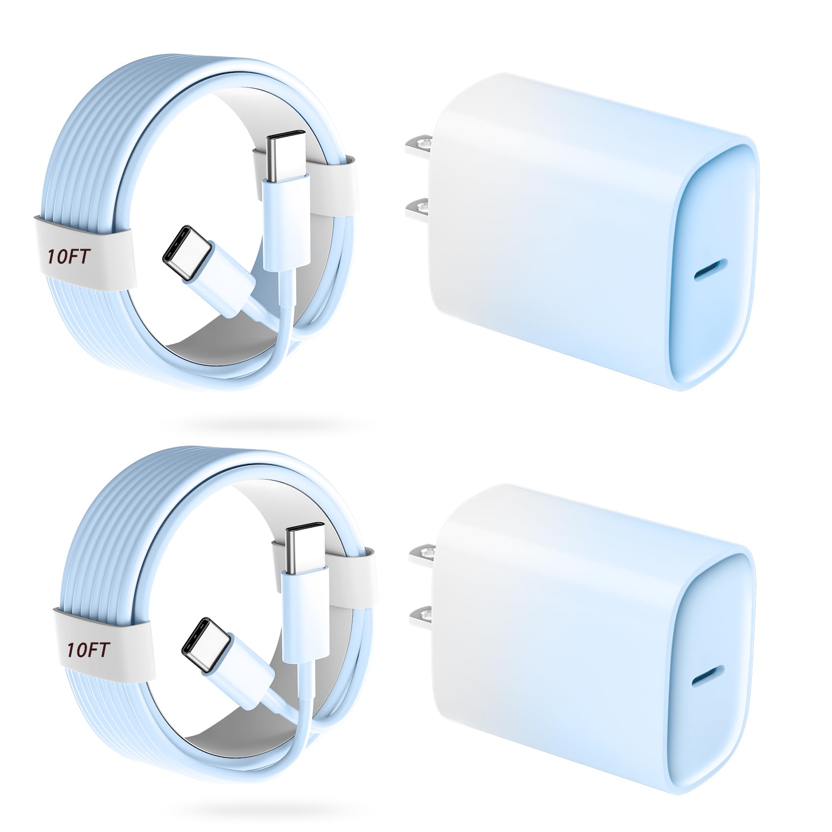 Duloch Phone 17 16 15 Pro Charger Fast Charging, 20W USB C Fast Charger Block with 10FT Long Type C Chargers Fast Charging Cable Cord for Phone 17/17 Pro/17 Pro Max/Air/16 ProMax/16 Pro-Blue Gradient