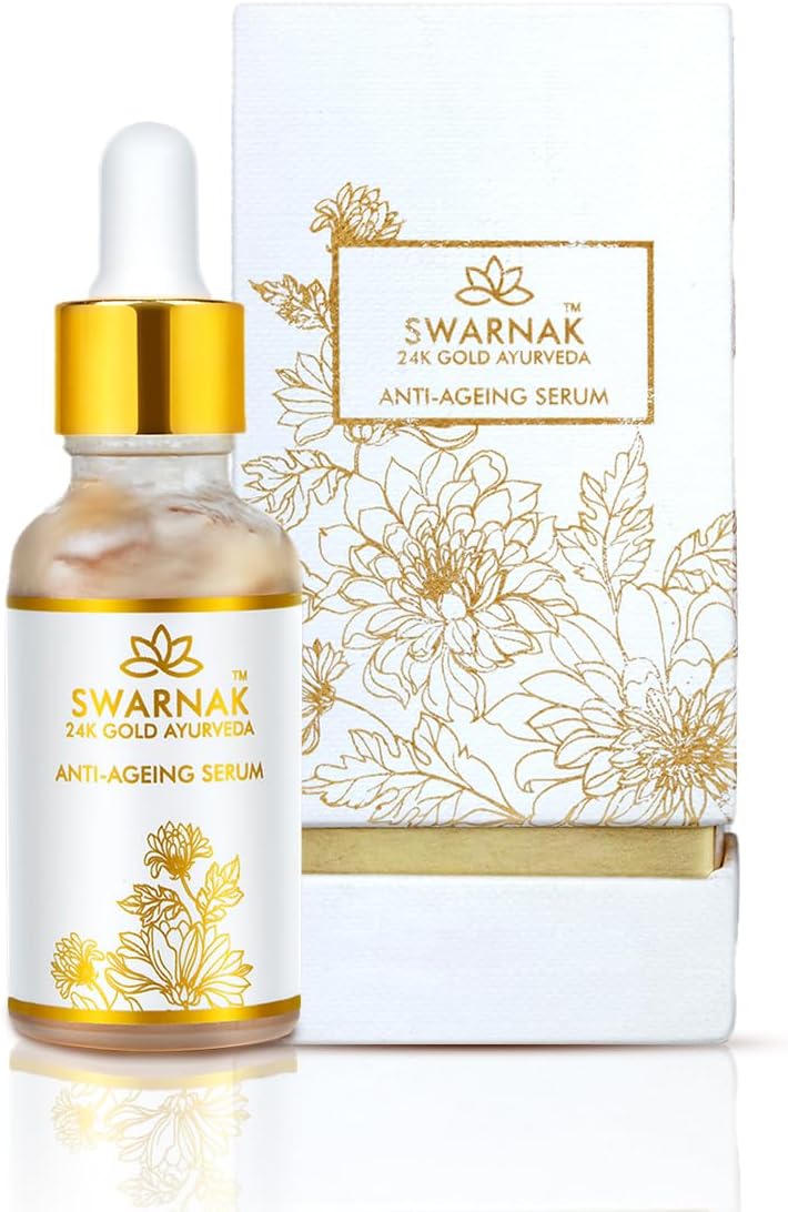 Women's 24K Gold Ayurvedic Anti-Ageing & Brightening Face Serum with Kumkumadi Oil for Natural Glow, Hydration & Restoring Firmness - For All Skin Types - 15 ml