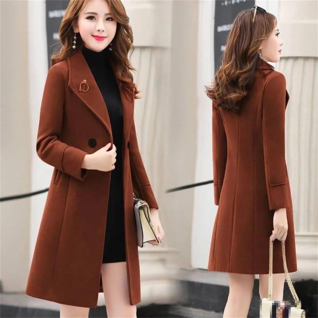 Primavera Autunno Donne Anti-Pilling Collo Del Vestito di Media Lunghezza Cappotto di Lana Femminile Slim Giacca Sciolta