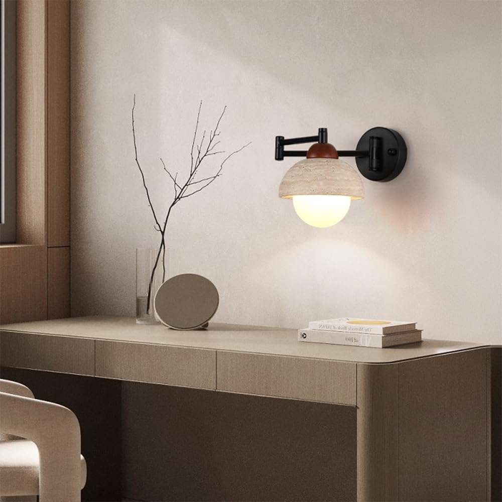 Jadssox Lámpara de Pared de Metal para Interiores, Ajustable, para tocador de baño, con Brazo articulado para Dormitorio, mesita de Noche y Sala de Estar, Acabado Negro Mate.